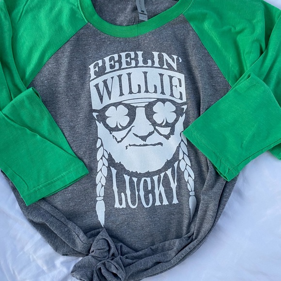Tops - Feelin Willie Lucky Raglan Baseball St. Patty Tee